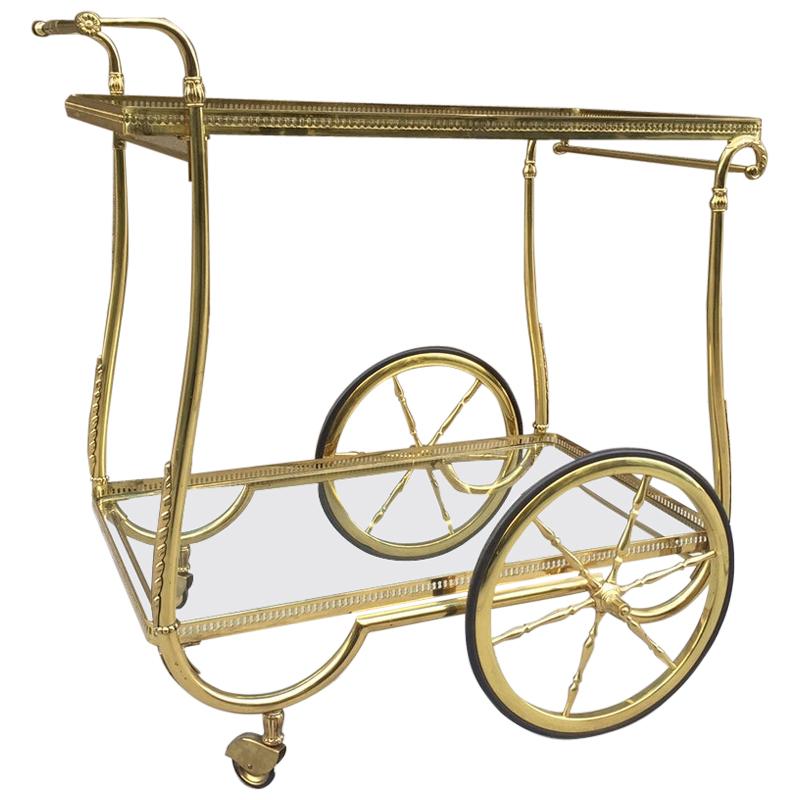 French Brass Two-Tier Bar Cart