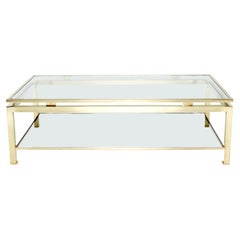Table basse à deux niveaux en laiton de Guy Lefevre pour Maison Jansen, années 1970