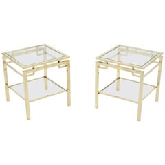 French Brass Two-Tier End Tables Guy Lefevre for Maison Jansen, 1970s