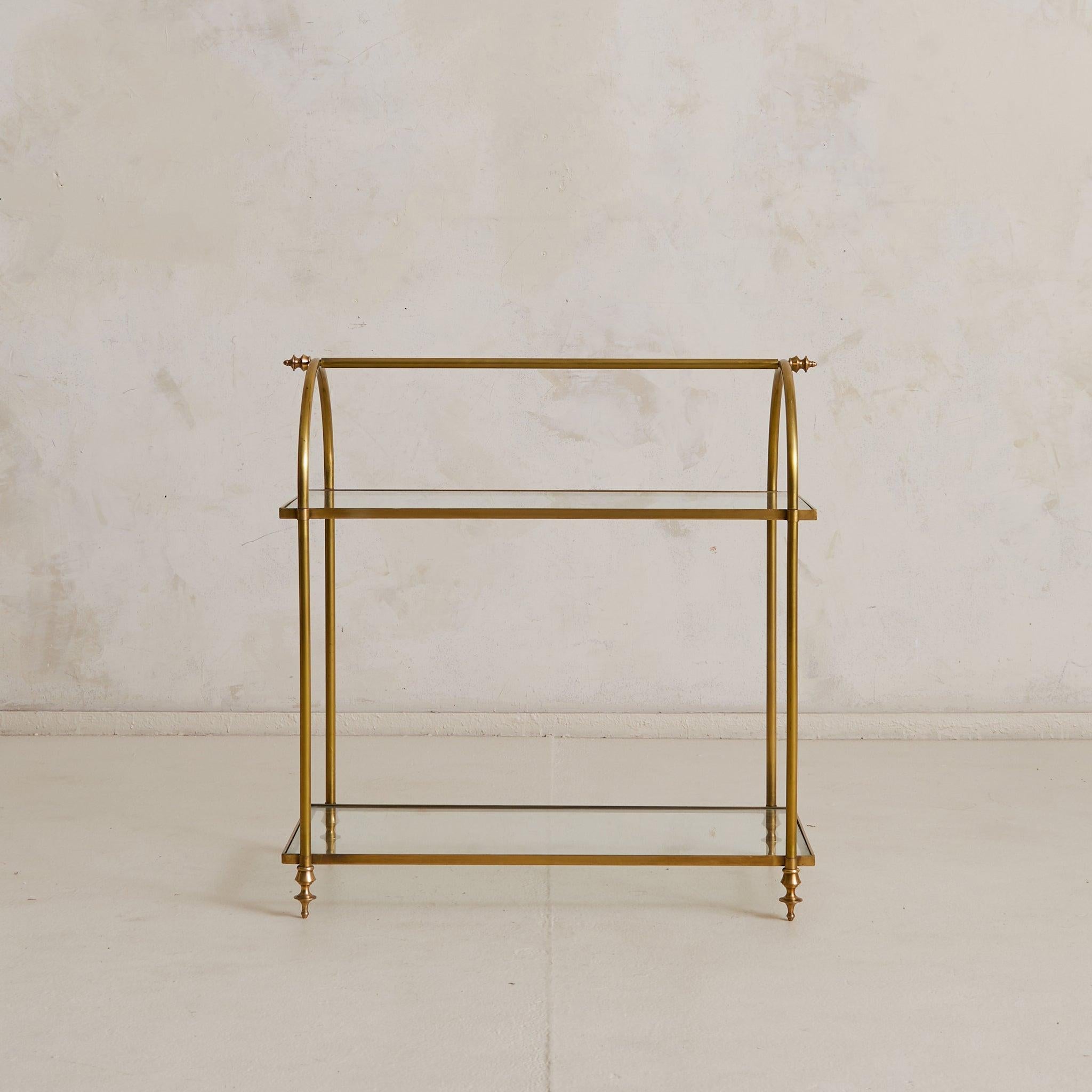 Hollywood Regency French Brass Two-Tier Side Table in the Manner of Maison Jansen, 1940s For Sale