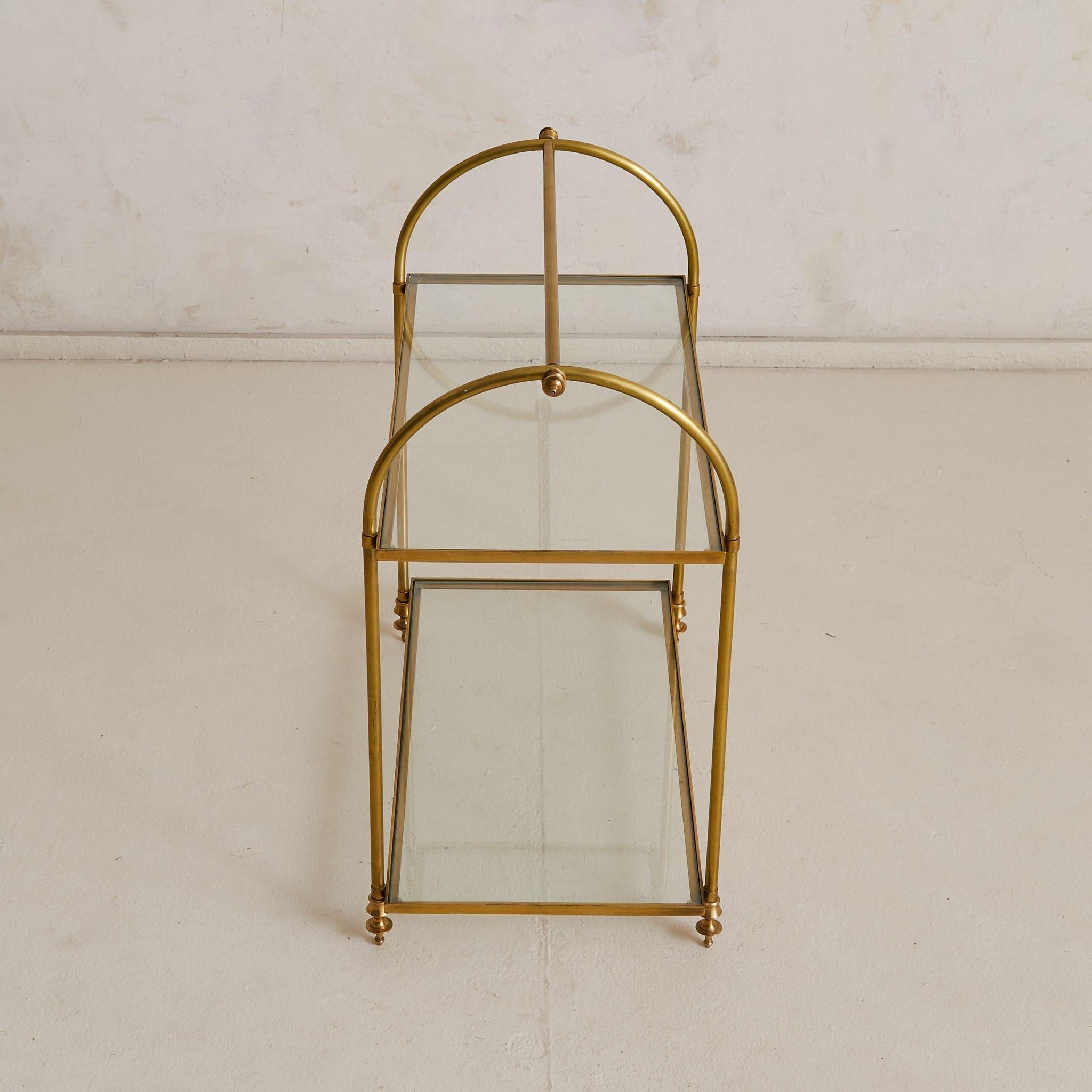 Mid-20th Century French Brass Two-Tier Side Table in the Manner of Maison Jansen, 1940s For Sale