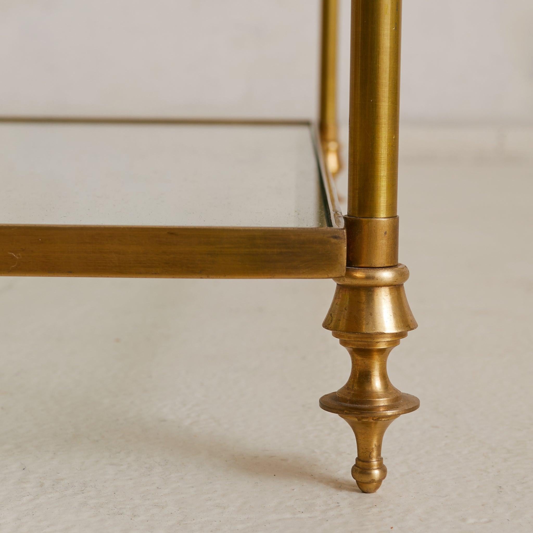French Brass Two-Tier Side Table in the Manner of Maison Jansen, 1940s For Sale 1