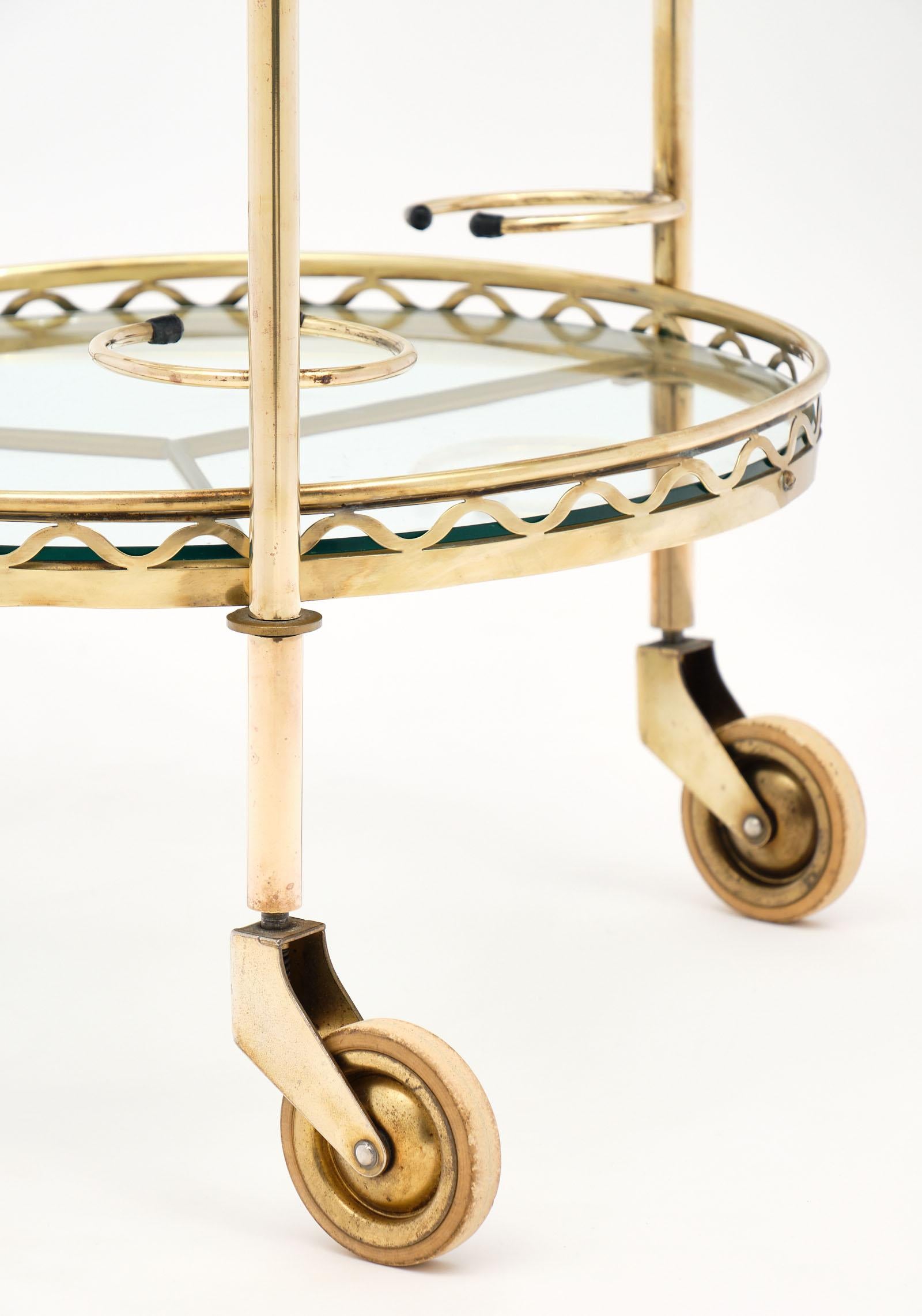 Mid-Century Modern French Brass Vintage Bar Cart