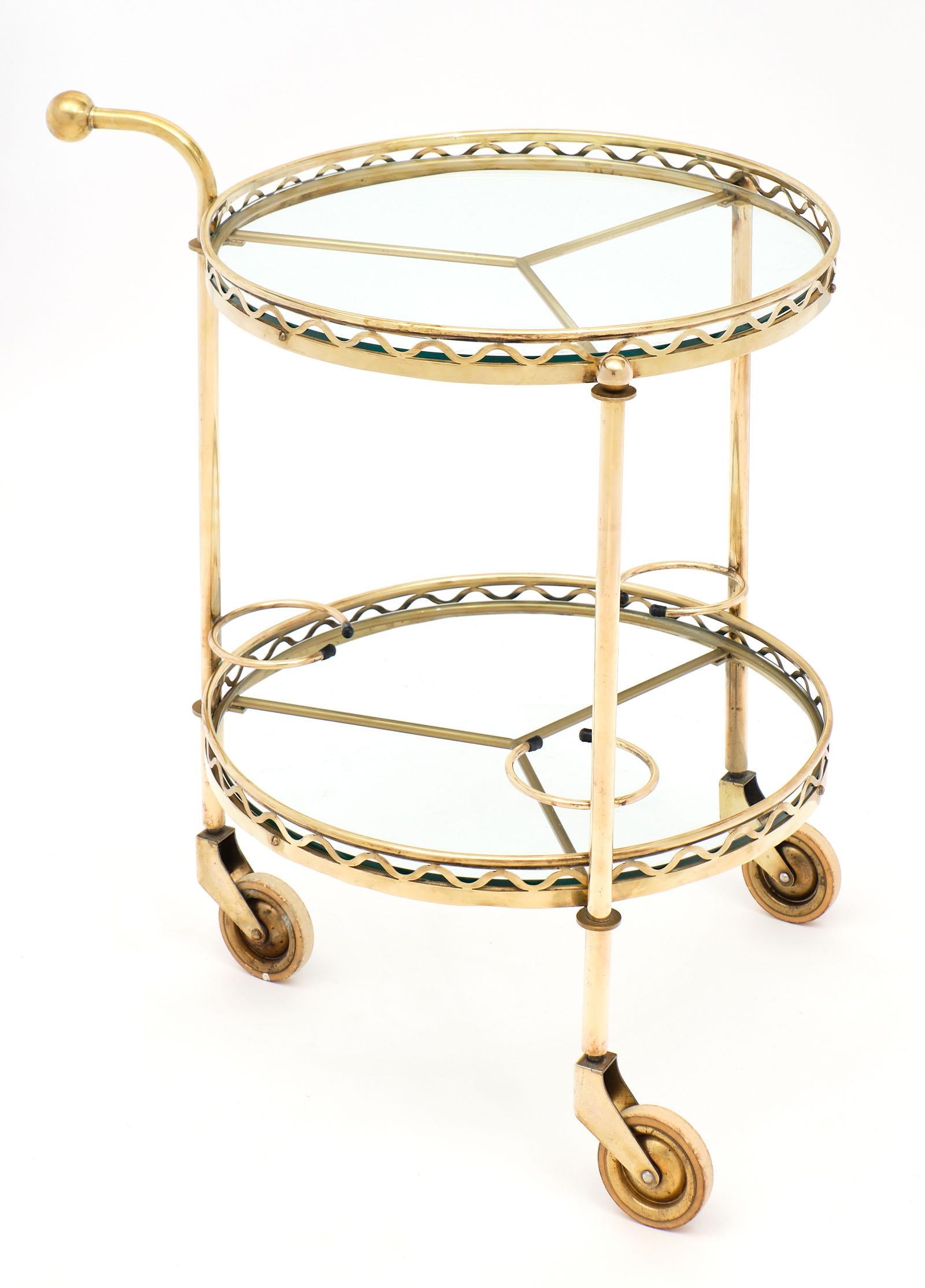 Mid-20th Century French Brass Vintage Bar Cart