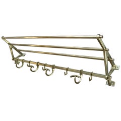 French Brass Wall Coat and Hat Stand, circa 1930