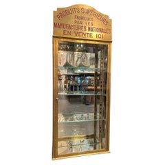 Antique French Brass Wall Display Cabinet, 1930s