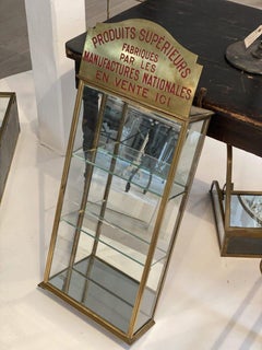French Brass Wall Display Cabinet, Early 1900s