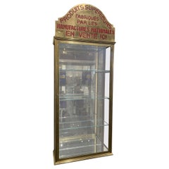 Antique French Brass Wall Display Cabinet, Early 1900s