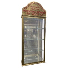 French Brass Wall Display Cabinet, Early 1900s