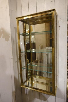 French Brass Wall Display Cabinet, Early 20th Century