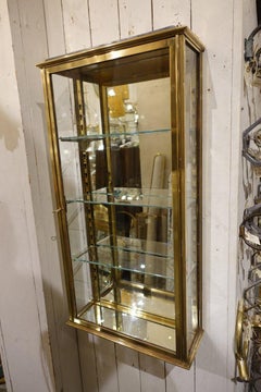 French Brass Wall Display Cabinet, Early 20th Century