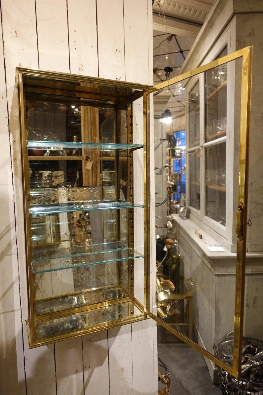 French Brass Wall Display Cabinet, Early 20th Century In Good Condition In Copenhagen K, DK