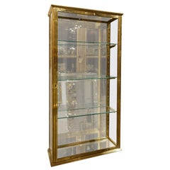 Antique French Brass Wall Display Cabinet, Early 20th Century