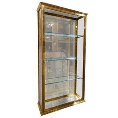 French Brass Wall Display Cabinet, Early 20th Century