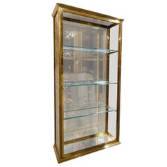 Antique French Brass Wall Display Cabinet, Early 20th Century