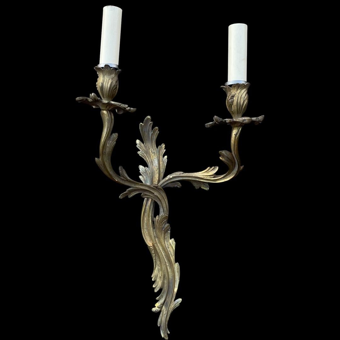 Vintage French Brass Wall Lights  For Sale 2