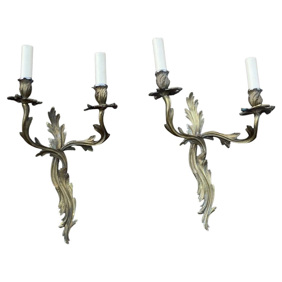 Lampes murales en laiton d'époque française