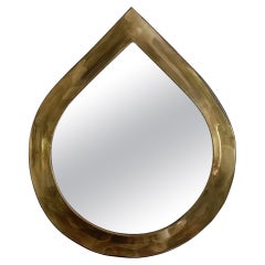 French Brass Wall Mirror, Mid-Century Design, Teardrop Frame, France