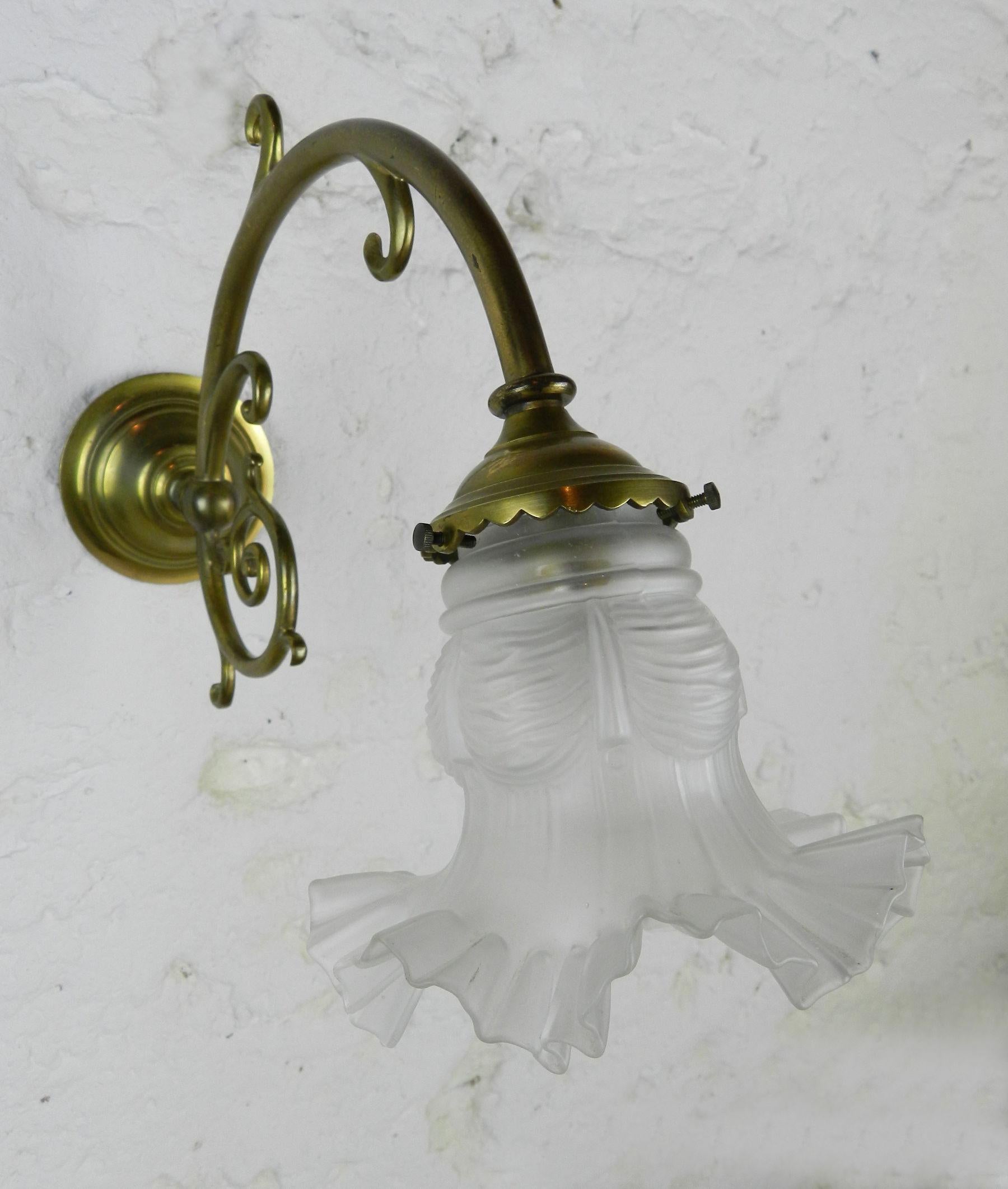 Mid-Century Modern French Brass Wall Sconce