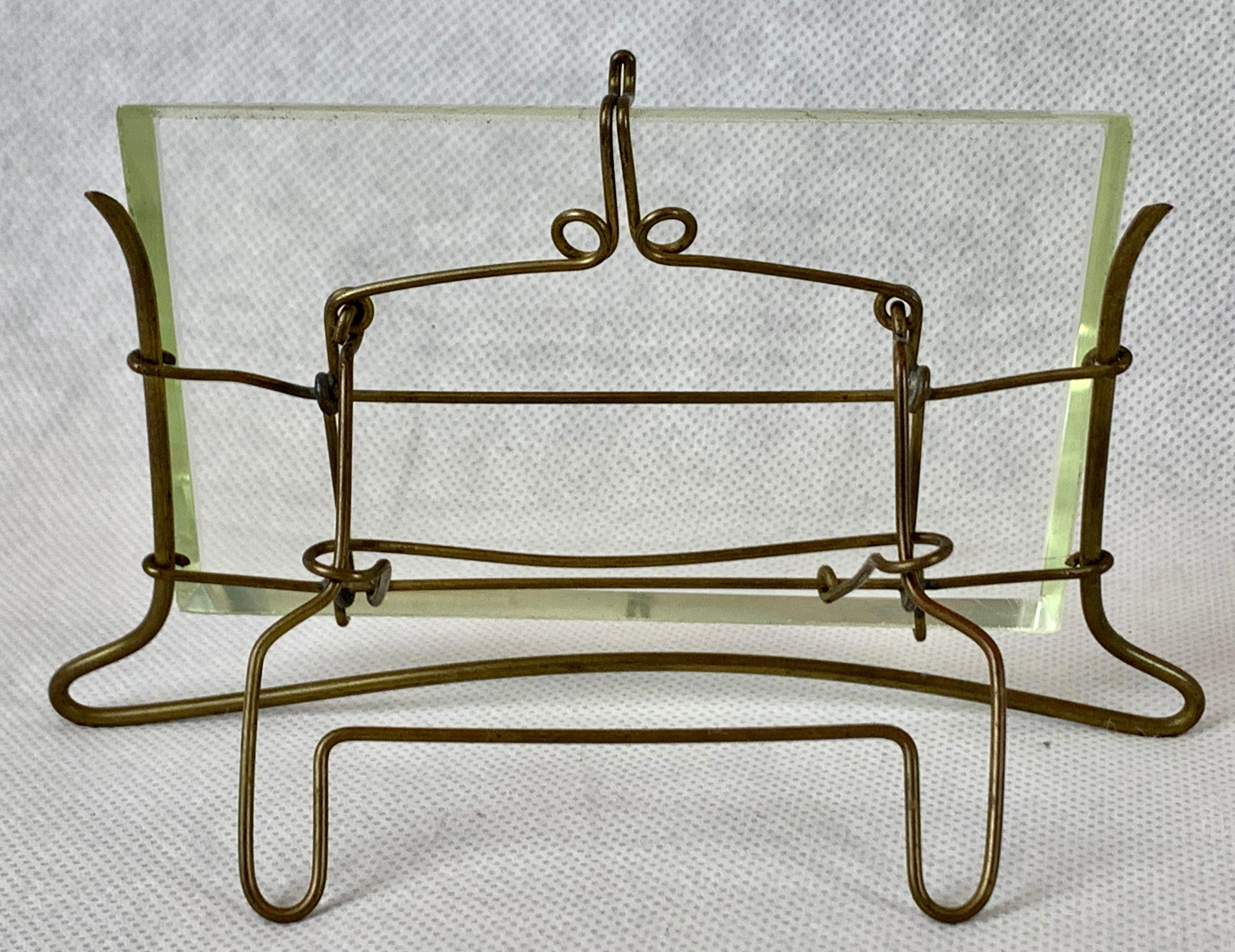 Glass Photo Frame-French Brass Wire and Beveled  In Good Condition In West Palm Beach, FL