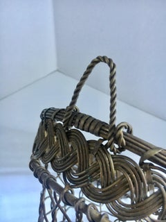 French Brass Woven Wall Pocket