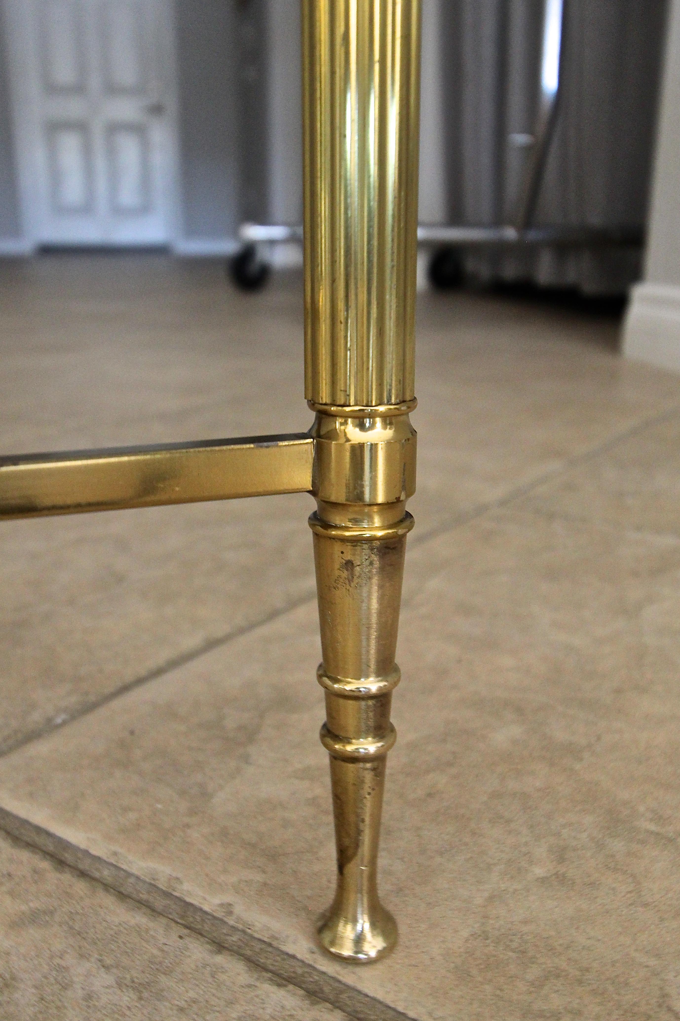 French Brass X Base Coffee Cocktail Table For Sale 6