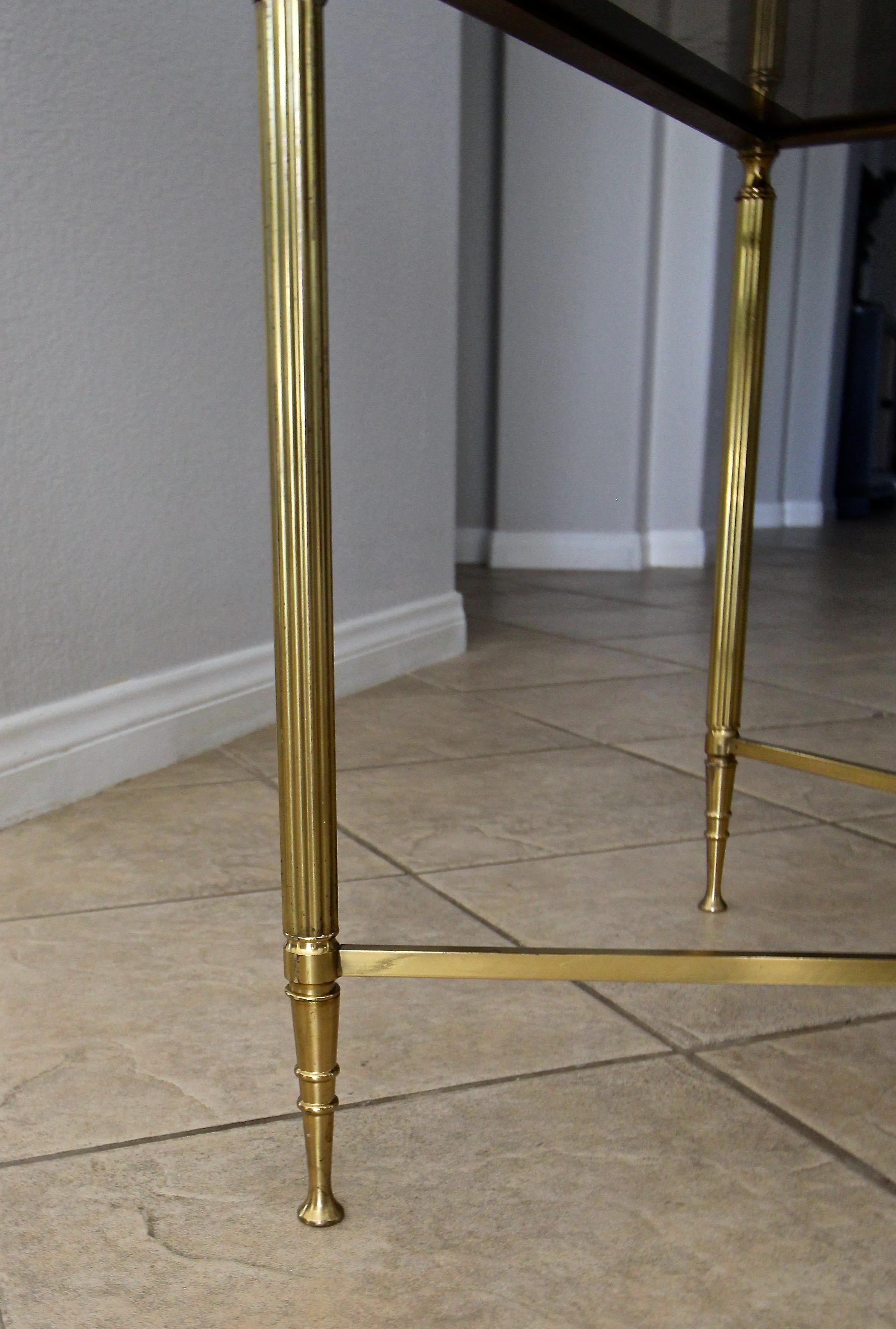 French Brass X Base Coffee Cocktail Table For Sale 11
