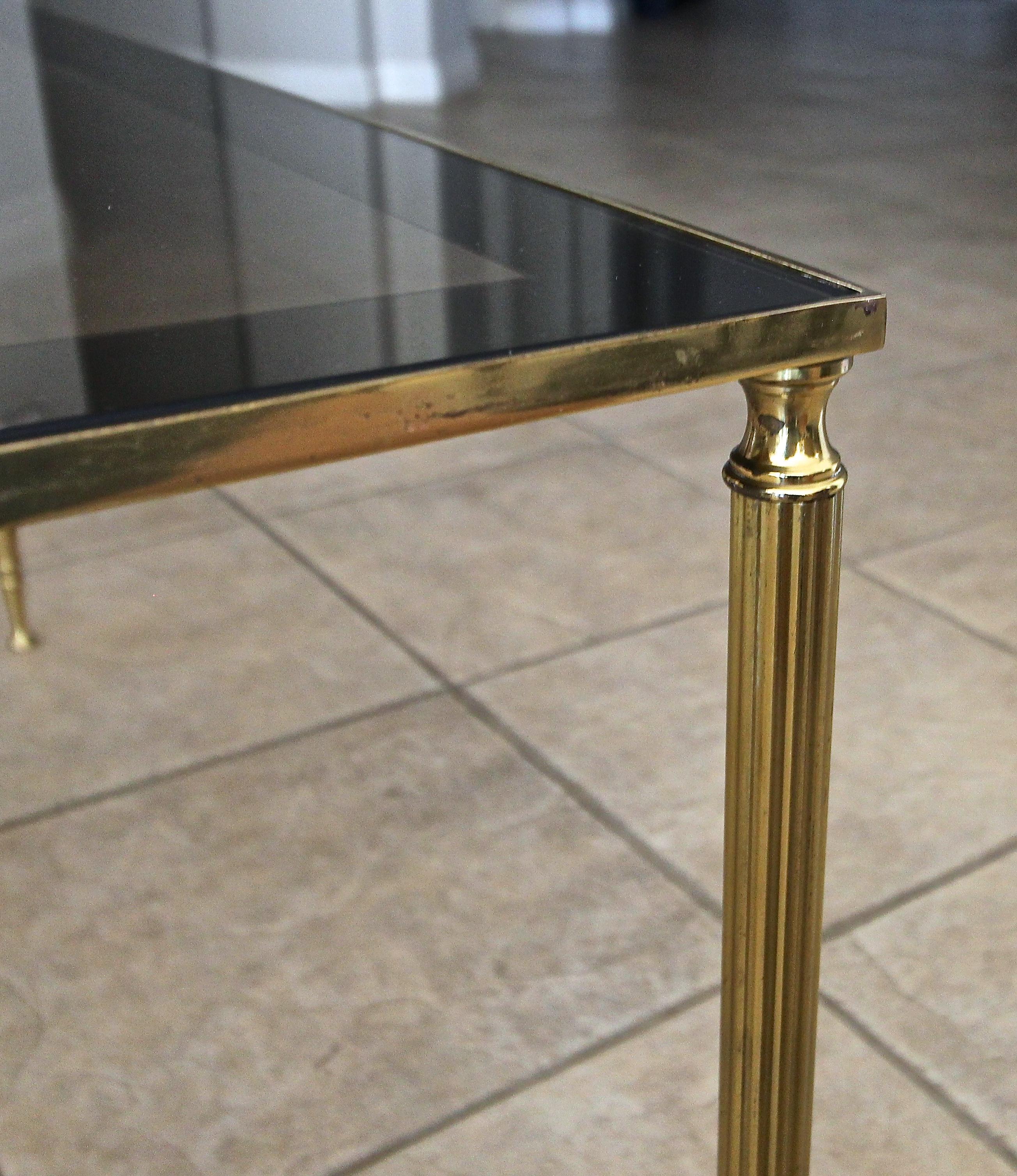 French Brass X Base Coffee Cocktail Table For Sale 12