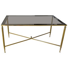 French Brass X Base Coffee Cocktail Table
