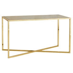 French Brass X-Base Desk with Smoked Glass Top, 1970s - 2 Available