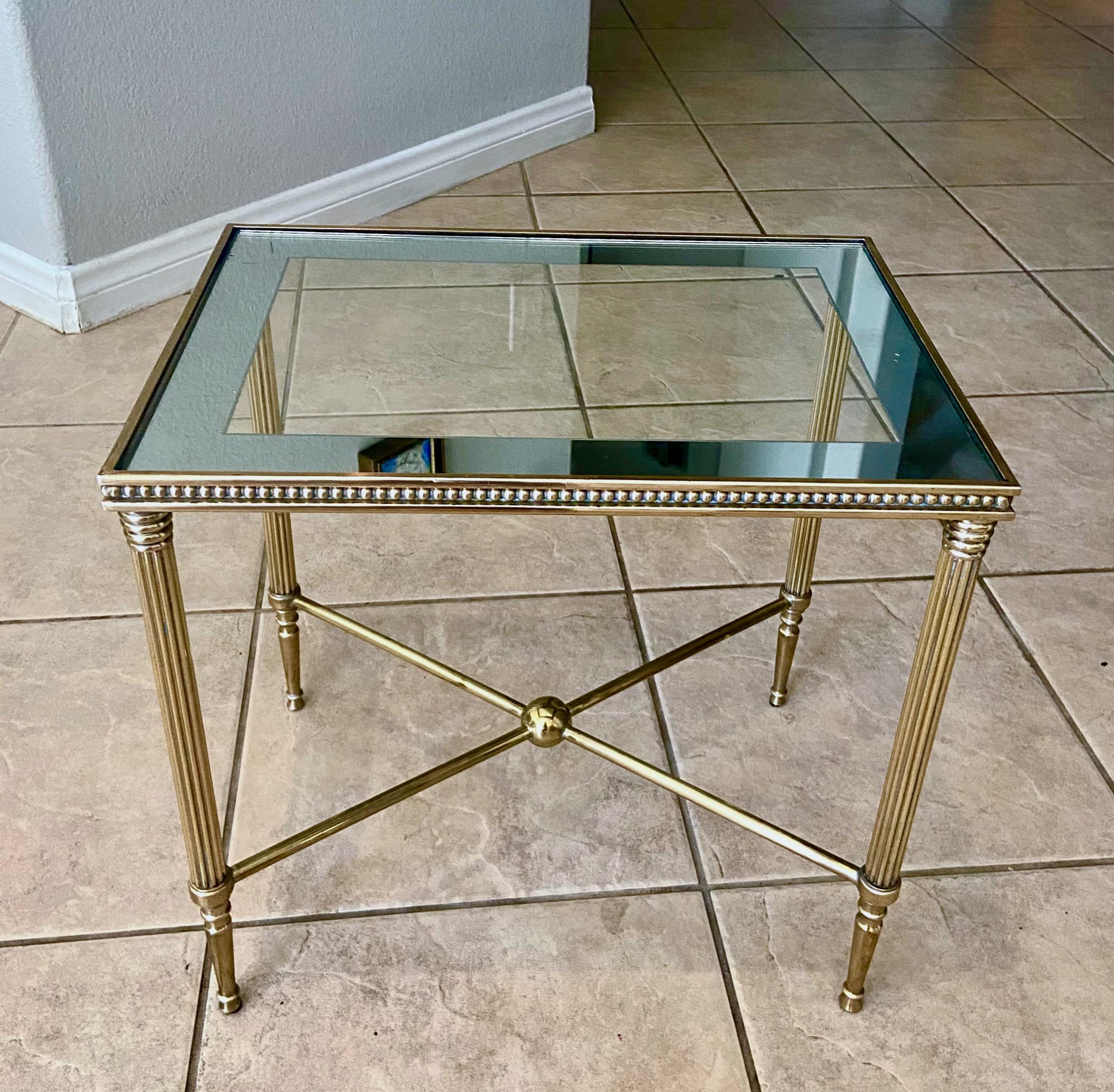 French Brass x Base Side Table In Good Condition In Palm Springs, CA