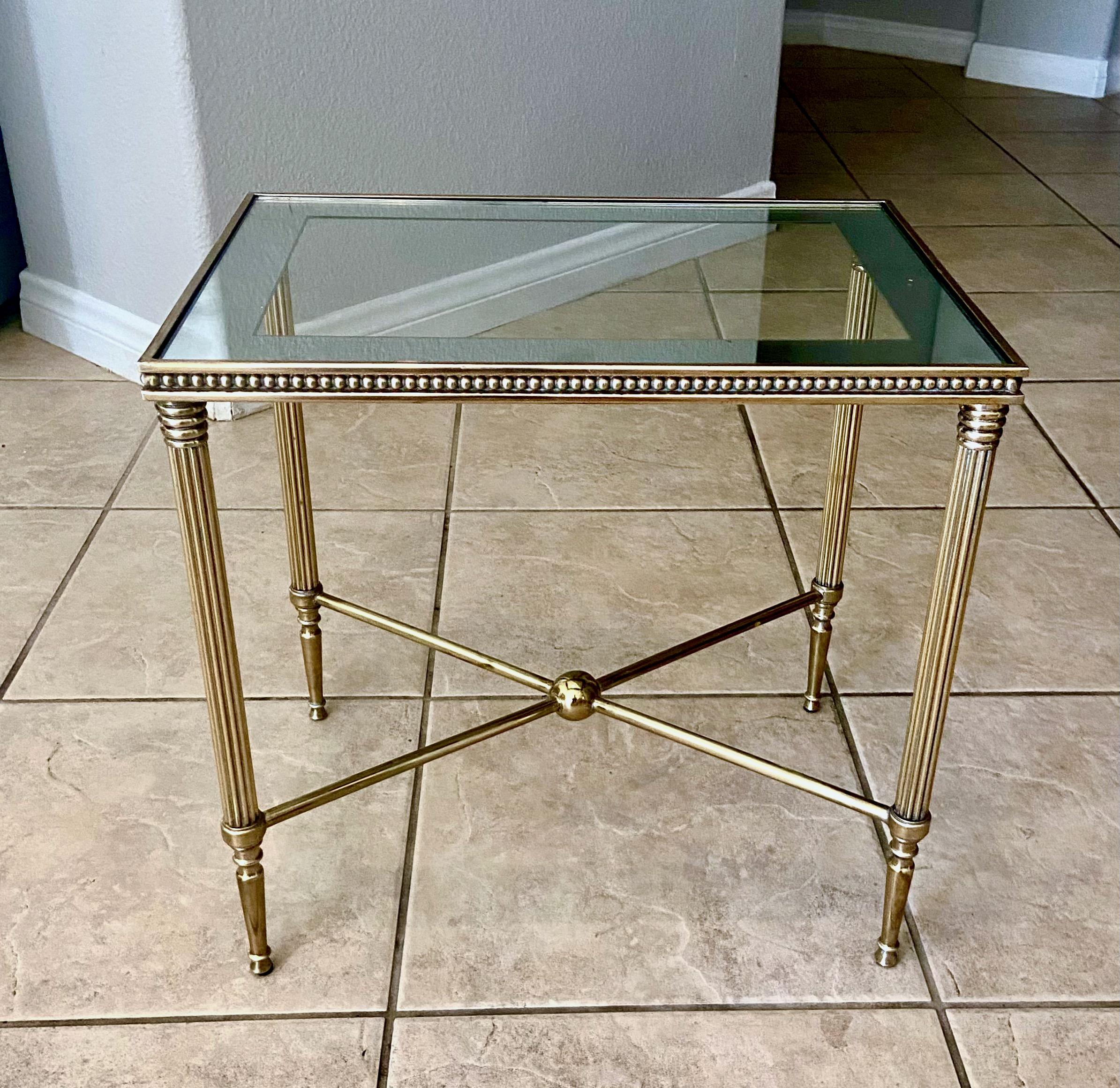 Mid-20th Century French Brass x Base Side Table