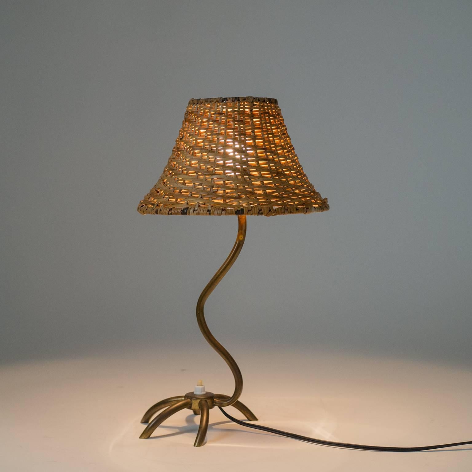 Mid-Century Modern French Brass Zoomorphe Table Lamp, 1950s