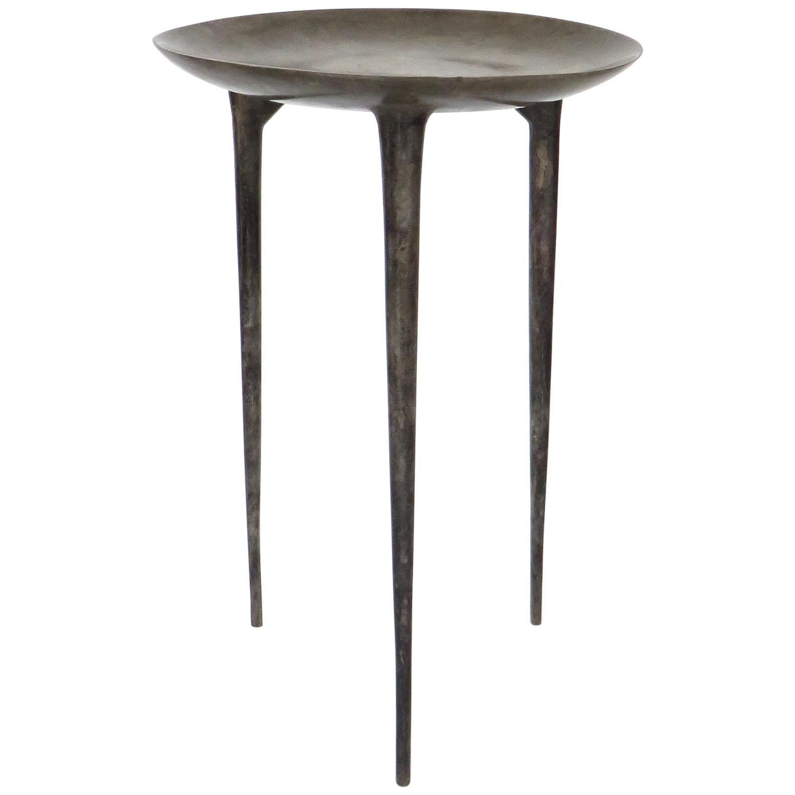 French "Brazier" Cast Bronze Tall Side Table by Rick Owens 