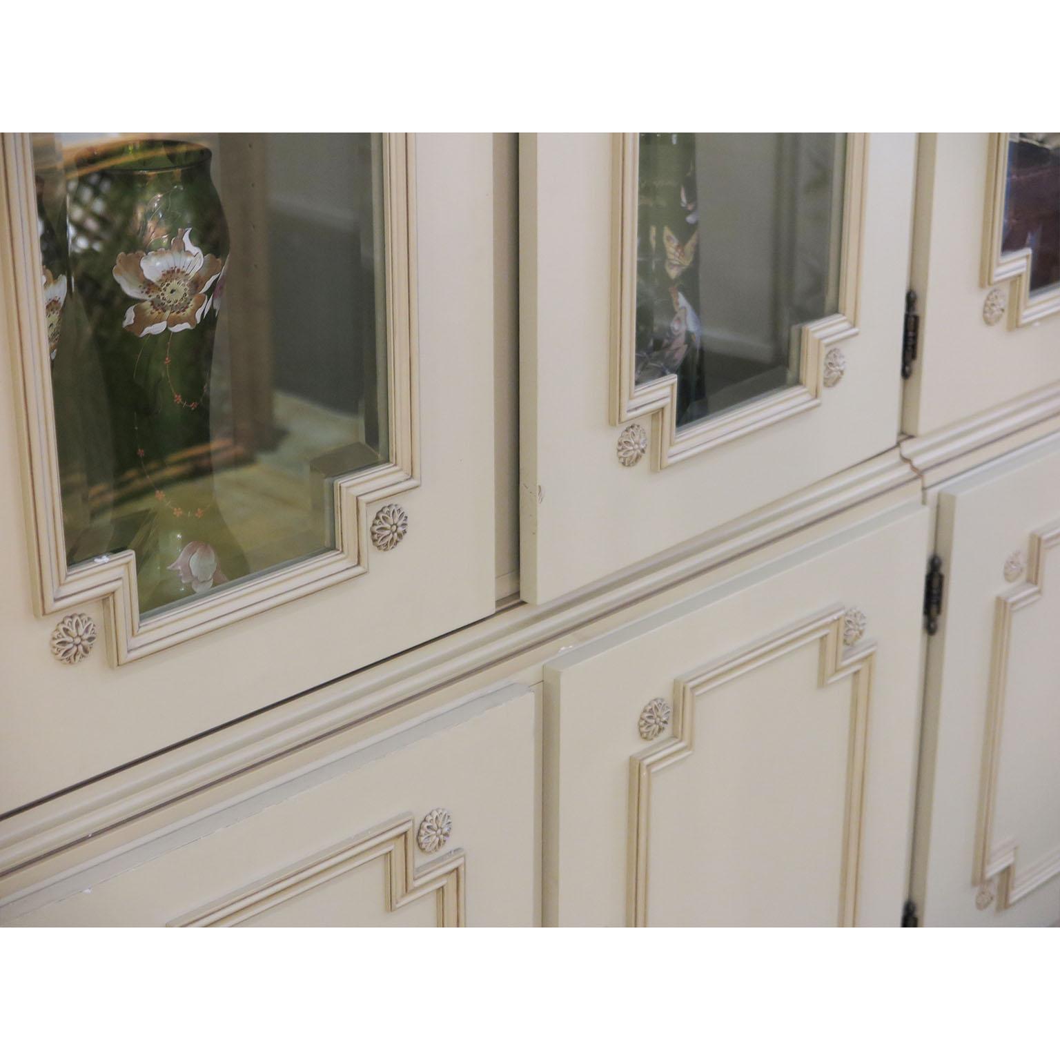 Lacquer French Breakfront Library or Cupboard Cabinet For Sale