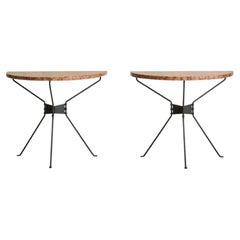 French Breccia Marble Demilune Console Table with Iron Base, 1960s - 2 Available