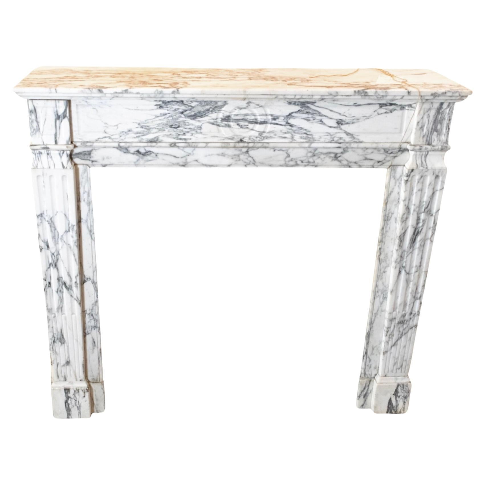 French Breccia Marble Mantel For Sale