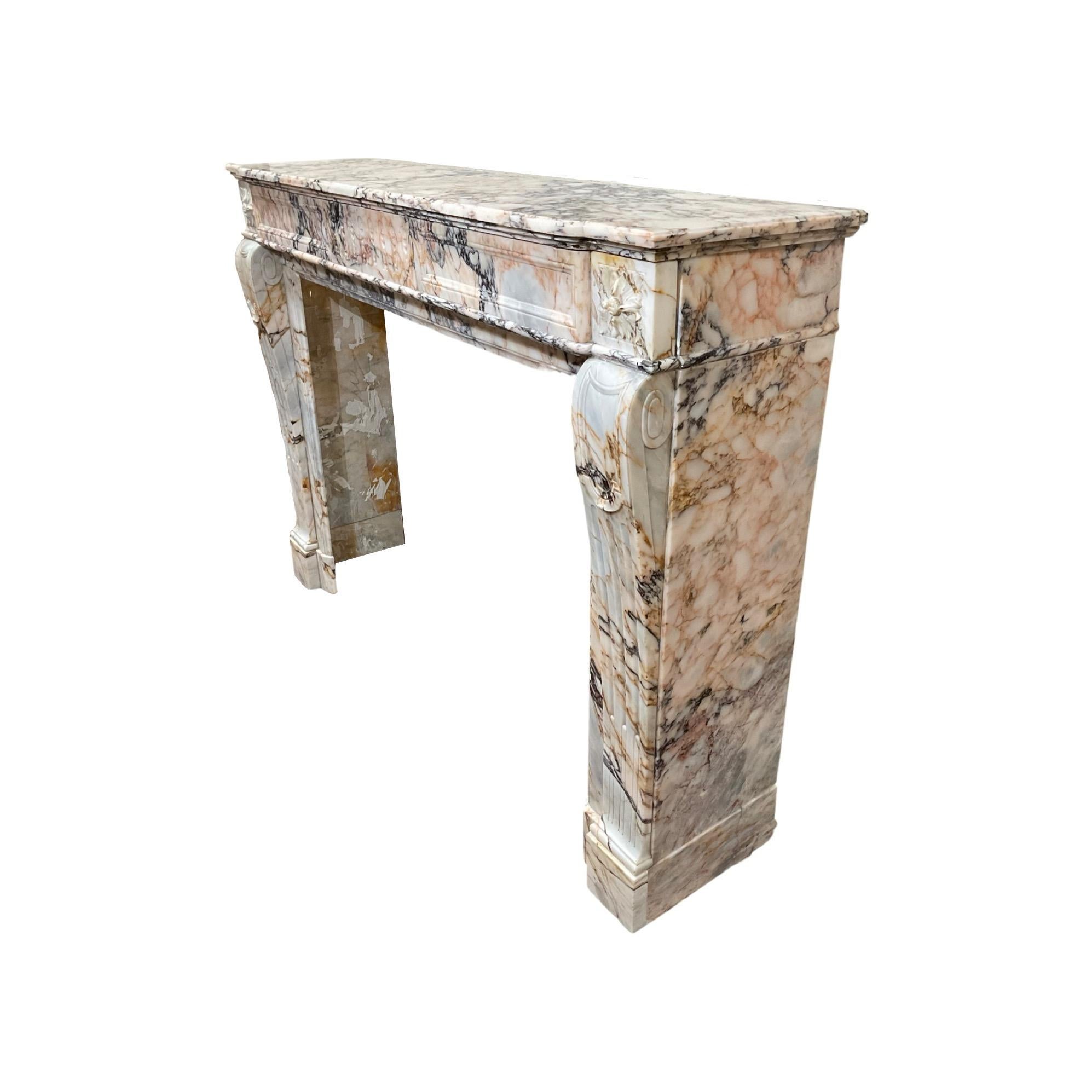 18th Century French Breche Marble Mantel For Sale