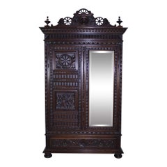 French Brettone Oak Wardrobe, circa 1880