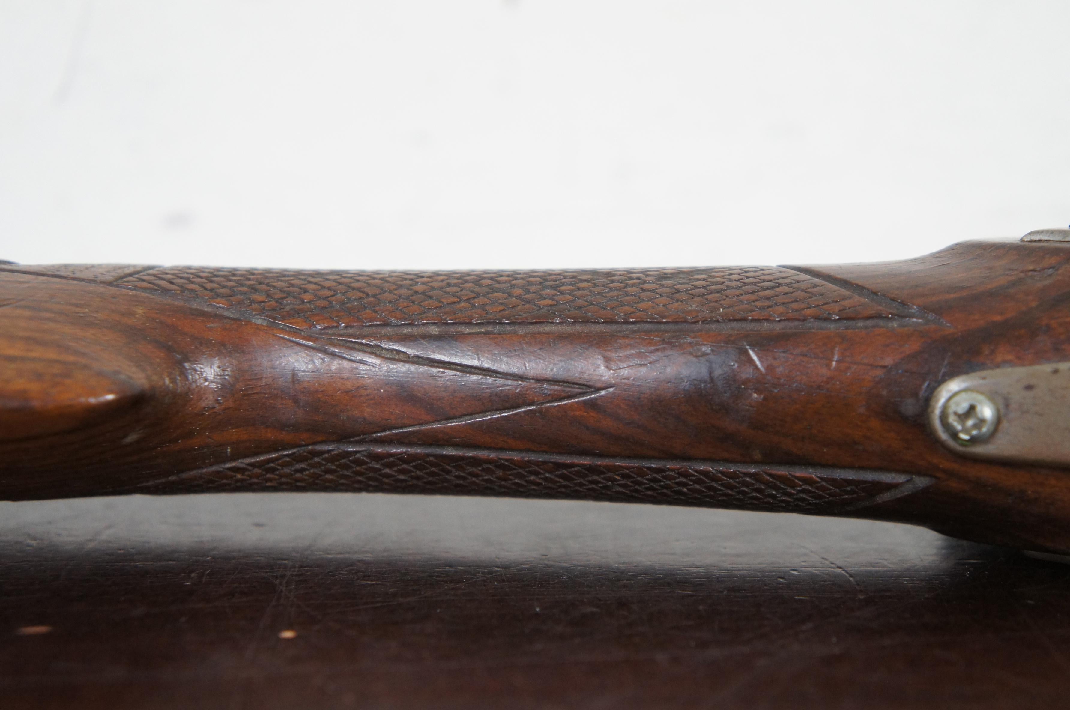 20th Century French Brevete Double Barrel Shotgun Stag Carved