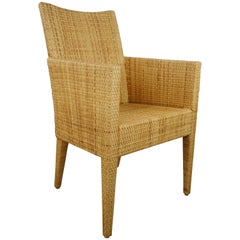 French Bridge Rattan Wicker Armchair