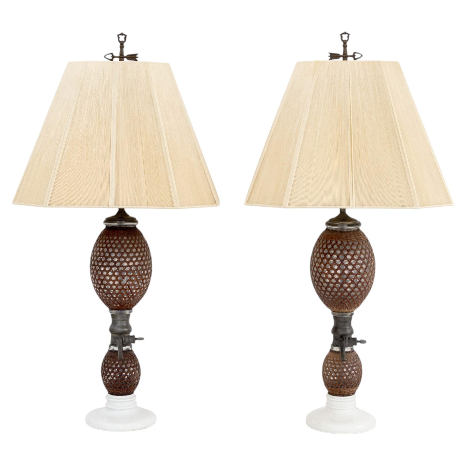 French Briet Brevete Seltzer Bottle Table Lamps, 2 For Sale