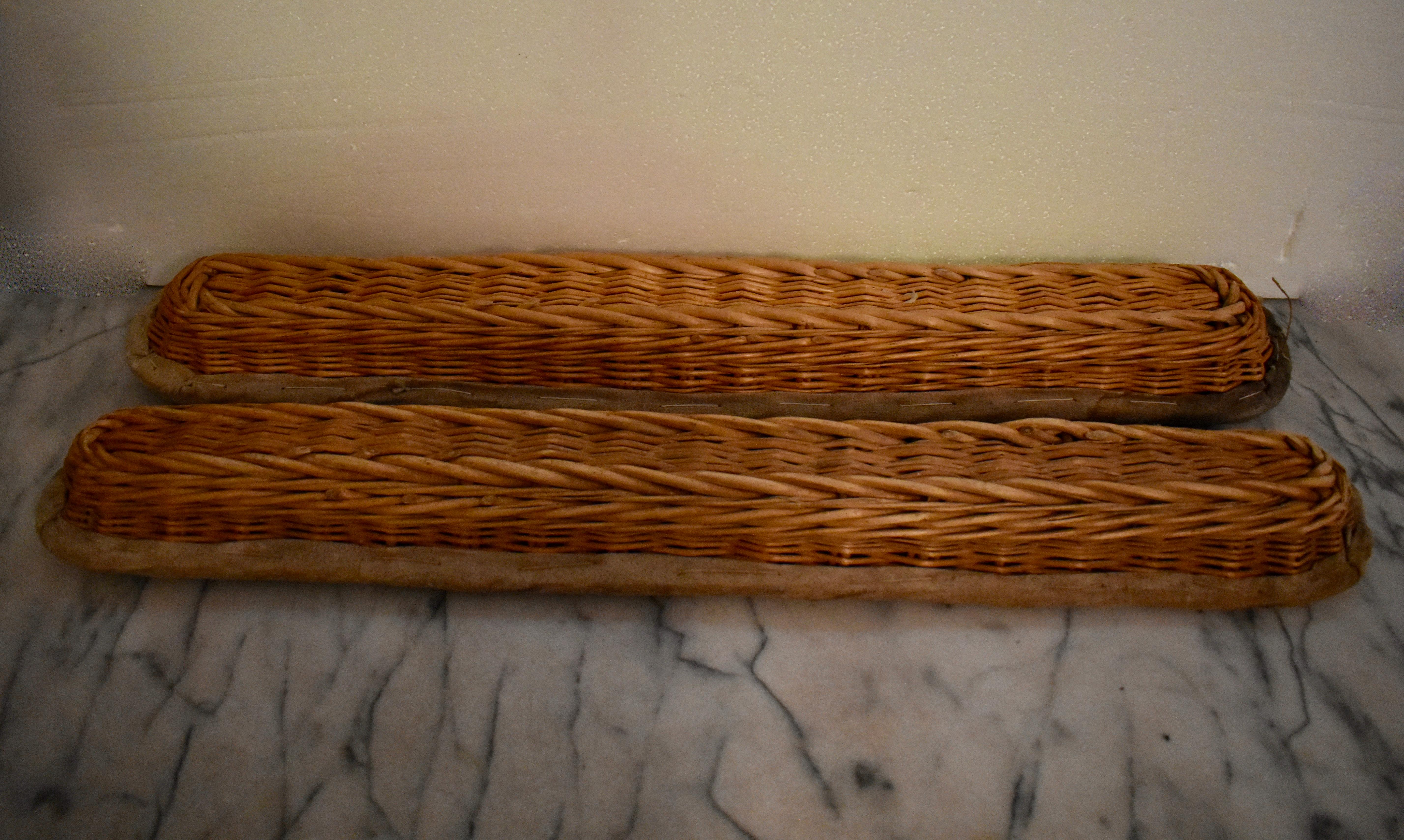 French Brittany Boulangerie Baguette Linen Lined Proving Basket, circa 1900 4