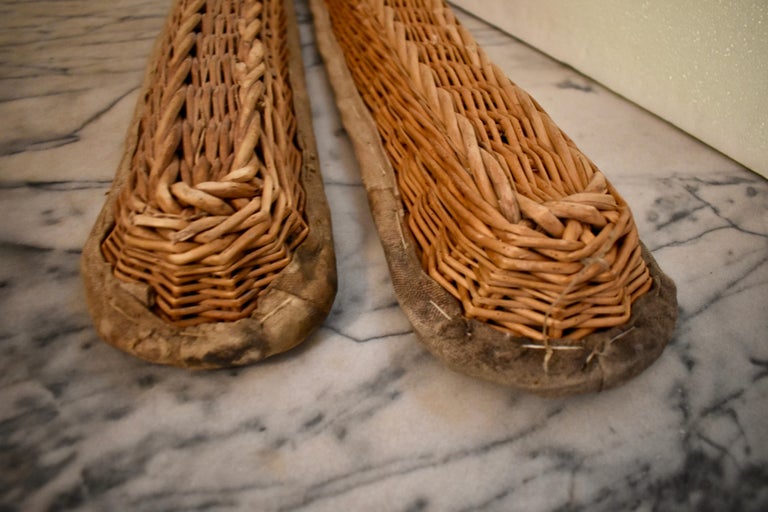 French Brittany Boulangerie Baguette Linen Lined Proving Basket, circa