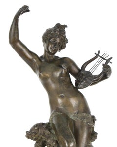 Escultura francesa en bronce de Ninfa marina según Gustavo Obiols (1858-1910)