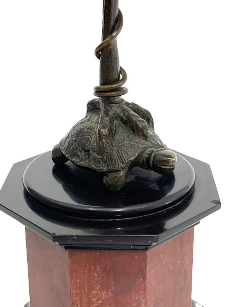 French Bronze 19th Century Pocket Watch Holder with Crane on a Turtle 1