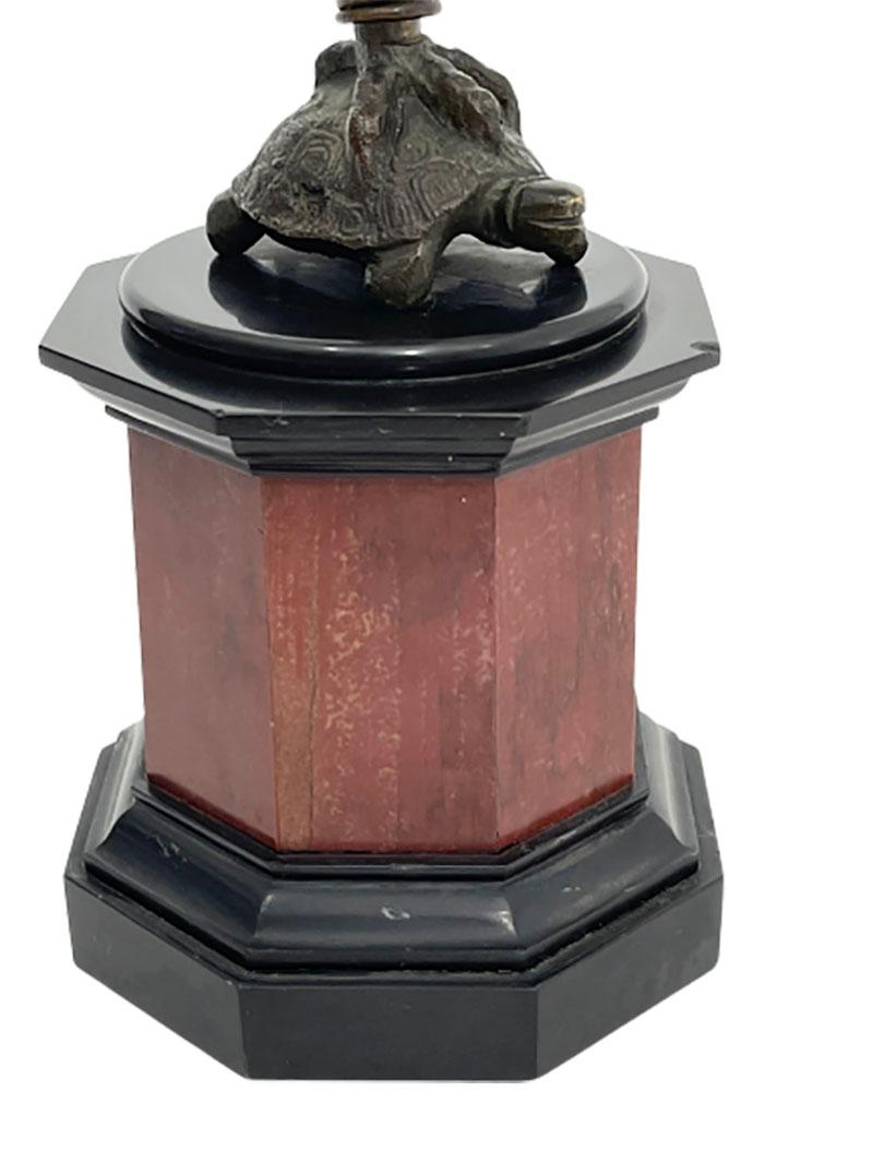 French Bronze 19th Century Pocket Watch Holder with Crane on a Turtle 2