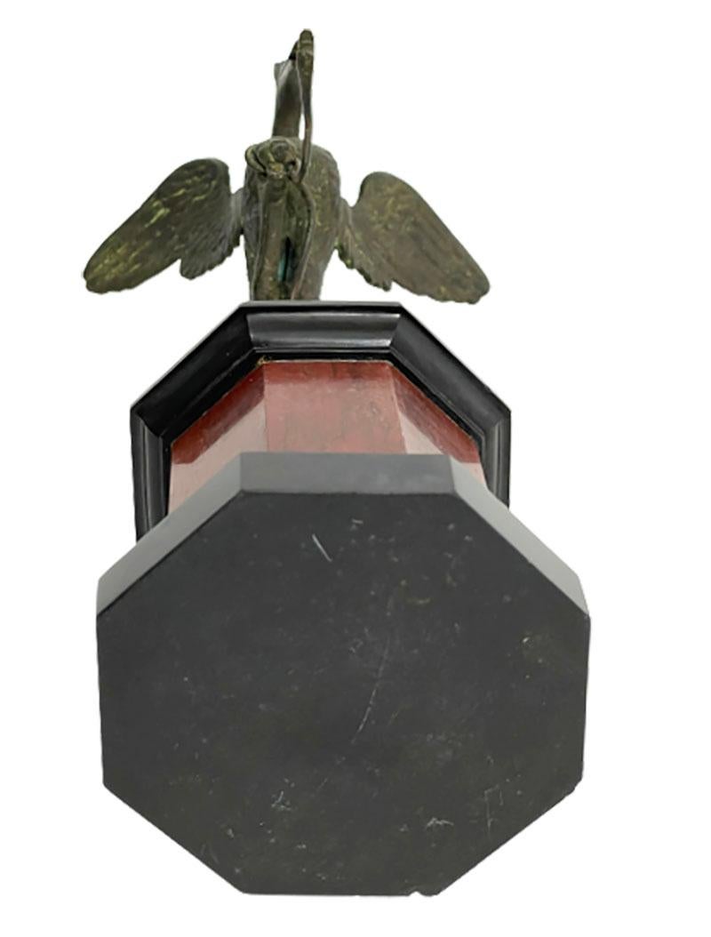 French Bronze 19th Century Pocket Watch Holder with Crane on a Turtle 3