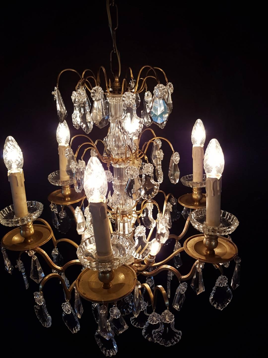 French Bronze Nine-Light Chandelier, Early 1900 For Sale 2