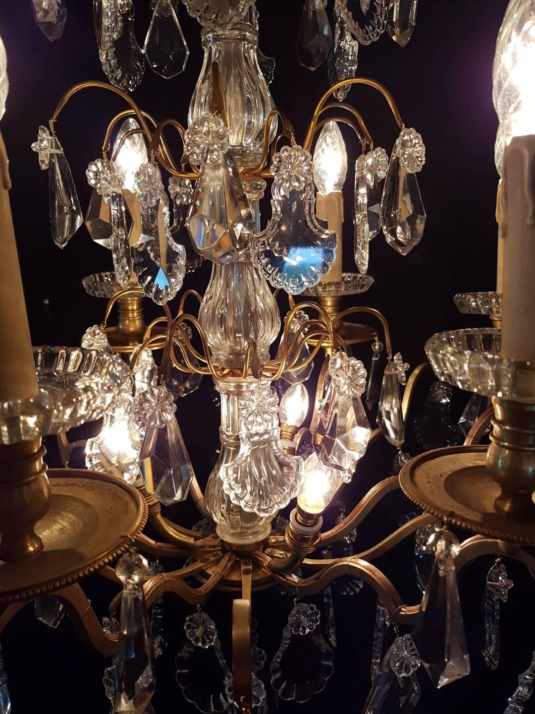 French Bronze Nine-Light Chandelier, Early 1900 For Sale 3